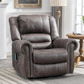 MEETWARM Massage Swivel Rocker Recliner with Heat and Vibration Manual Glider Rocking Recliner Chair 360°Swivel Lounge Reclining Chair with Remote Control/USB Ports for Living Room(Gray)