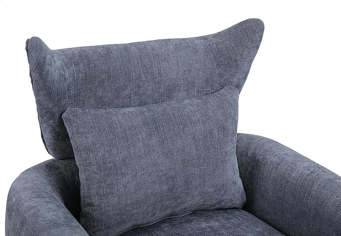 JOSHEN 360 Swivel Accent Chair IndoorModern Linen ArmchairComfortable Upholstered Lounge Chair with Metal Base for Living RoomApartmentOfficeGray