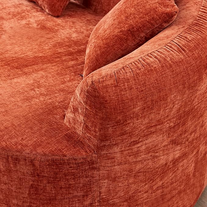 KEIKI 111 Curved Chenille Sofa Couch Modern Compressed High-Density Foam Cloud Sofa No Assembly Boneless Sectional with Rolled Arms &amp Pillow Back Oversized Living Room Statement Piece
