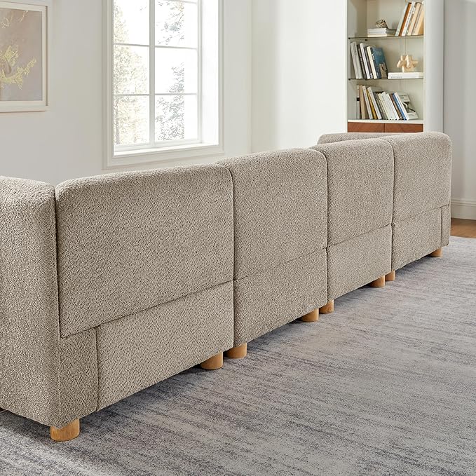 VANOMi Modular Sectional Sofa 3 Seats Sectional Couch for Living Room Cream White Camel