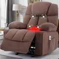 Manual Recliner Chair Rocker Recliner with Vibration Massage &amp Heat Ergonomic Reclining Fabric Living Room Chairs for Bedroom Nursery Single Sofa with 4 Pockets 2 Cup Holders Brown