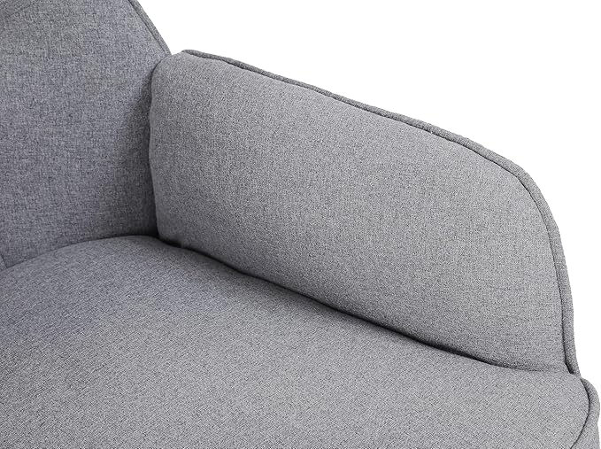 Modern Mid Century Chair Linen Sherpa Armchair for Living Room Bedroom Office Easy Assemble(Light Grey)
