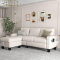 ZeeFu Couch for Living Room - 78'' Beige Linen 3 Seat L-Shaped Sectional Sofa Couches with Storage Ottoman - Modern Small Space Upholstered Furniture Sofa Set for Office Small Space Apartment