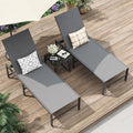 3 Piece Patio Lounge Chair Set Adjustable Outdoor Chaise Lounge with Heavy-Duty Steel Frame Weather Resistant Pool Lounge Furniture Set with Side Table for Backyard Beach 400 LBS Capacity(Gray)