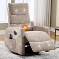 Manual Swivel Rocker Recliner Chair for Adults Overstuffed Reclining Glider Chair for Nursing with Vibration Massage &amp Heat Living Room Rocking Recliner 3-Stage backrest Chenille Fabric Khaqi