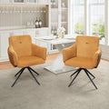 KEIKI 360° Swivel Home Office Desk Chairs Set of 2Modern Dining Chairs with Arm Upholstered Bedroom Chairs with Metal BaseMakeup Chair for Vanity Living Room Bedroom Orange