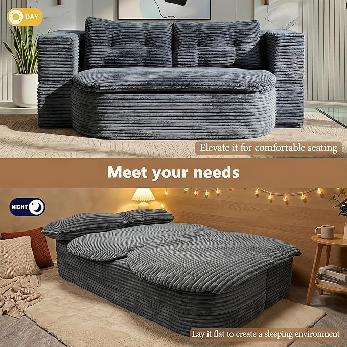 78.7-inch Folding futon Sofa Bed Full-Size Convertible Sleeper couch Bed Memory Sponge Double settee with Comfortable Mattress Suitable for Living Room and Guest Room (dark gray 78.7 inches)