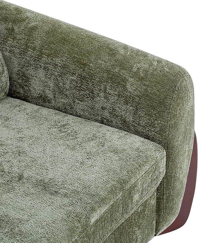 Christopher Knight Home Taki 89 Inches Sofa Couch Cozy Chenille Upholstered 3-Seater Sofa Wood Frame Couches Comfy Home Sofa Living Room and Office Lounge Seating with Armrests Olive Green