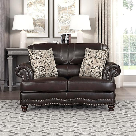 Lexicon Sébastien Breathable Faux Leather Living Room Loveseat Brown