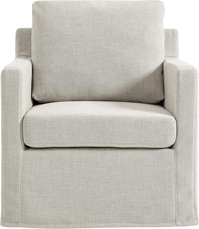 Modway Serene Swivel Accent Armchair in Linen - Modern Fabric Upholstered Chair - Slipcovered Armchair - Swivel Chair for Living Room or Bedroom