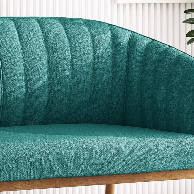 Great Deal Furniture Noble House Galena Mid-Century Fabric Loveseat in Teal