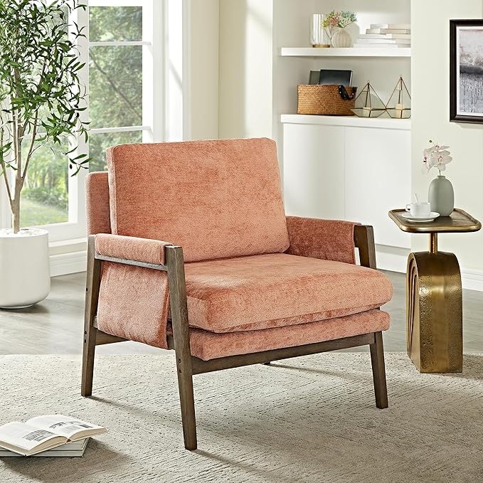 Roundhill Furniture Kelly Mid-Century Modern Accent Armchair Orange