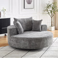 KEIKI 55 Oversized Swivel Accent Chair Large Barrel Chairs Upholstered Round Swivel Chair Chenille Single Sofa Armchair Sleeper Chair for Living Room Lounge Grey
