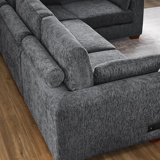 VANOMi Large Modular Sectional Sofa Oversized Couch with Charging Station Cloud Couch Deep Seat Sofa with Thick Cushion Convertible Sectional Couches for Living Room Office Apartment