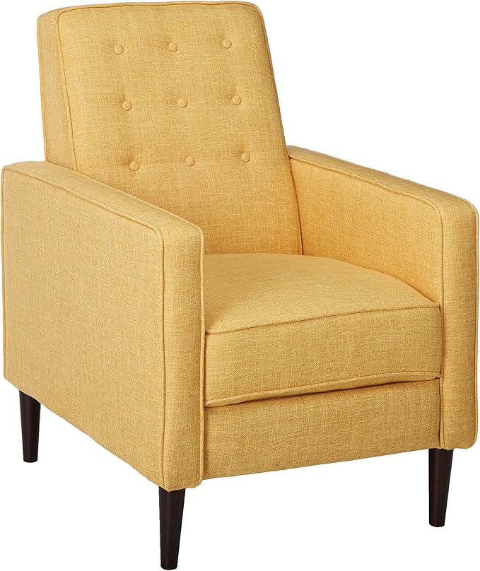 CHRISTOPHER KNIGHT HOME Mason Mid-Century Modern Tuft Back Recliner (Qty of 1 Fabric/Muted Yellow).