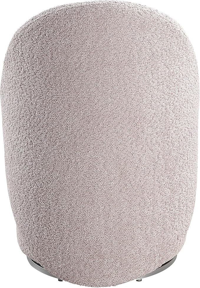 OSP Home Furnishings Lystra Swivel Barrel Vanity Chair with Textured Boucle Fabric Dusty Rose