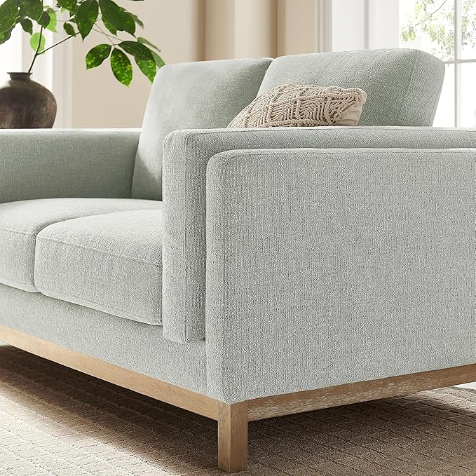 Modway Roscoe 63 Inch Fabric Loveseat in Mist - Comfortable Upholstered 2 Seater Couch for Living Room Apartment or Office Seating