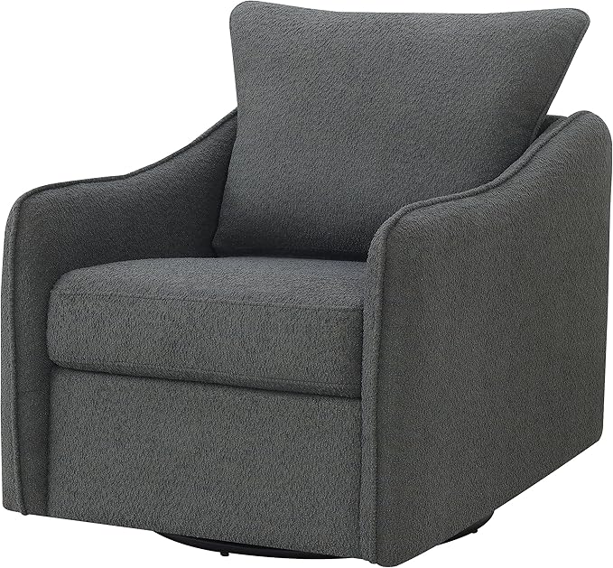 Coaster Home Furnishings - Madia - Upholstered Accent Chair with Sloped Arms 360-Degree Swivel Base and Padded Cushion - Living Room - Charcoal - 903393