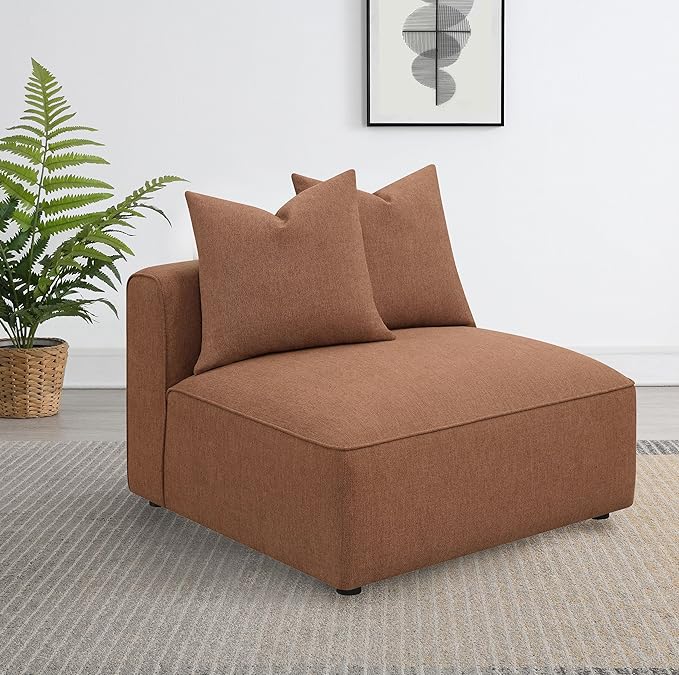 Coaster Home Furnishings - Jennifer - Upholstered Armless Chair with Foam Cushion and Attached Seat Cushion - Living Room - Terracotta - 551591