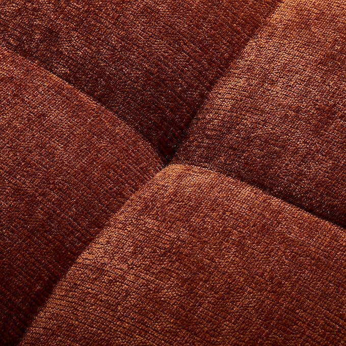 119'' Sectional Sofa Curved L-Style Right-Hand Facing Couch with Fully Upholstered Arms Tufted Design Modern Minimalist Look Dark Orange