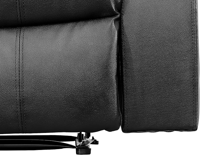 Manual Leather Recliner Chair Sofa for Living Room35 Ergonomic Reclining Chair with 10 Arm/Upholstered Seat/Metal FrameModern Single Couch for Rv Sofa/Home Theater Seating/Office(Black)