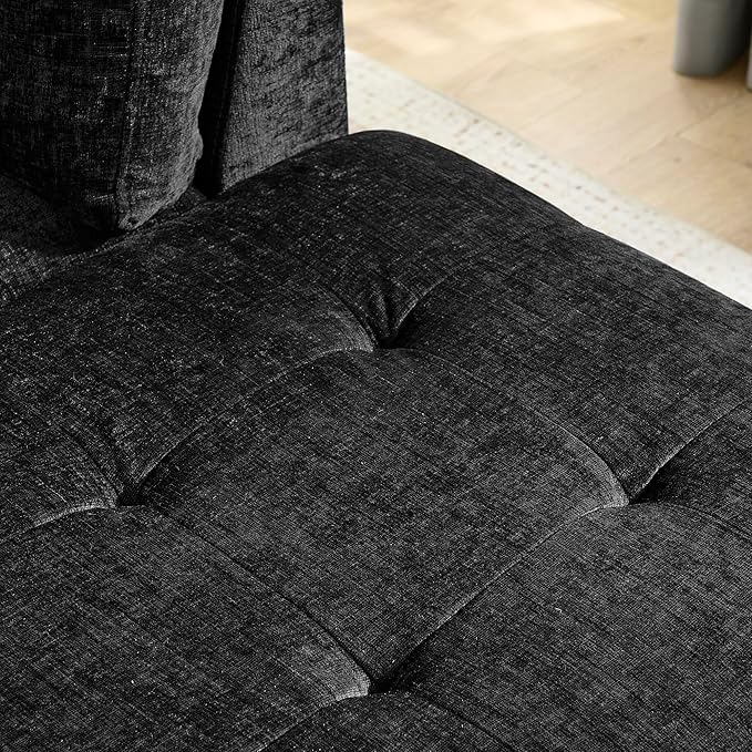 ERYE 102-Inch L-Shaped Corner Sectional Sofa Chenille Upholstered Tufted Corner Sofa Couch with Storage Ottoman and Nailhead DecorModern L-Shaped Convertible Couches