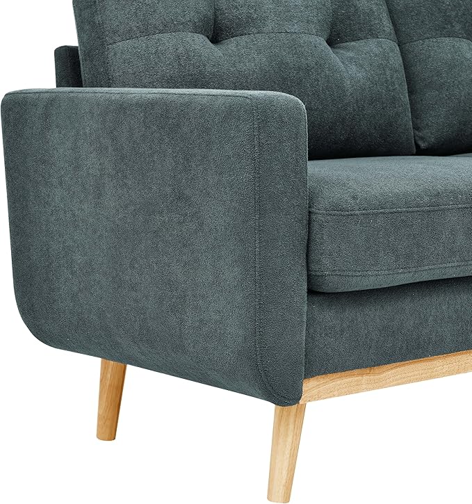 67 Green Loveseat Sofa Mid Century Modern Love Seat Sofas and Comfy Corduroy Couches for Living Room Button Tufted Small Cloud Couch for Bedroom Office Apartment Small Space Easy Assembly (Green)
