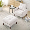 Modern Fabric Single Sofa Chair Living Room Chair Comfortable Armchair withwith Ottoman Foot Rest Tufted Chair for Reading or Lounging