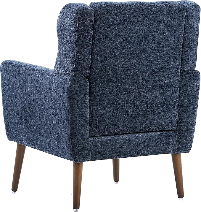 Harper &amp Bright Designs Modern Accent Living Room Chairs Comfy Chenille Fabric Upholstered Foam Filled Mid Century Arm Chairs for Living Room Reading Room BedroomDark Blue
