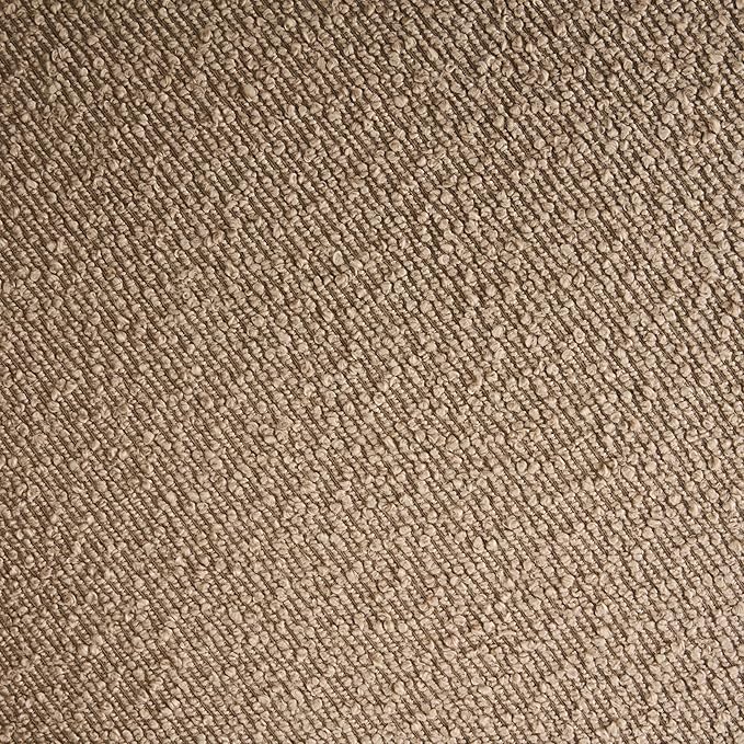 Scott Living Amanda Carly Low Profile Accent Chair Round Backrest Side Chair Living Room Armchair with Boucle Fabric Cushion Comfy Reading Chair for Bedroom Wooden Single Lounge Sofa Dark Beige