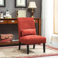 Roundhill Furniture Red Pisano Chenille Fabric Armless Contemporary Accent Chair with Matching Kidney Pillow