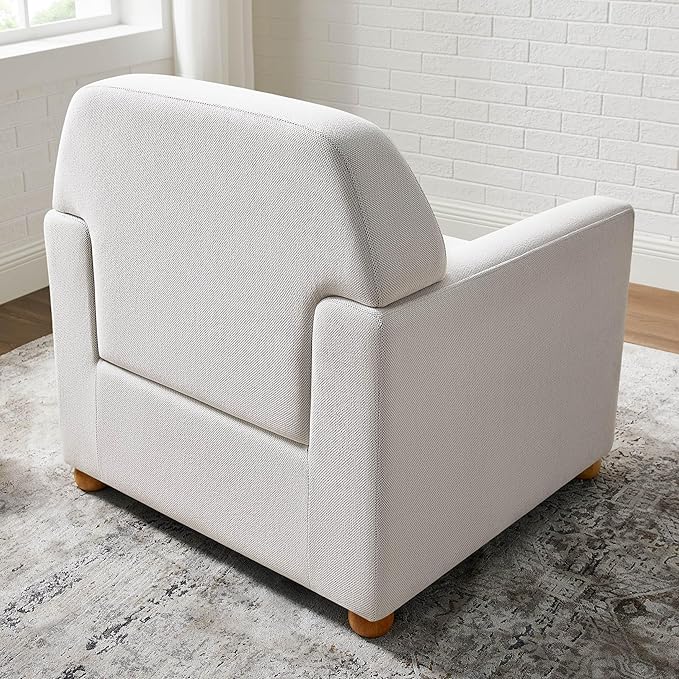 VANOMi Oversized Accent Chair Comfy Upholstered Living Room Arm Chair Thick-Cushioned Reading Chair Beige