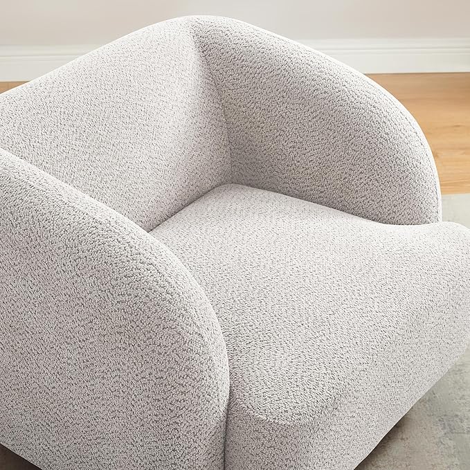VANOMi Oversized Living Room Chair Modern Comfy Accent Barrel Chairs Single Sofa Chair with Wood Legs Upholstered Armchair for Bedroom Office Waiting Room (Camel)