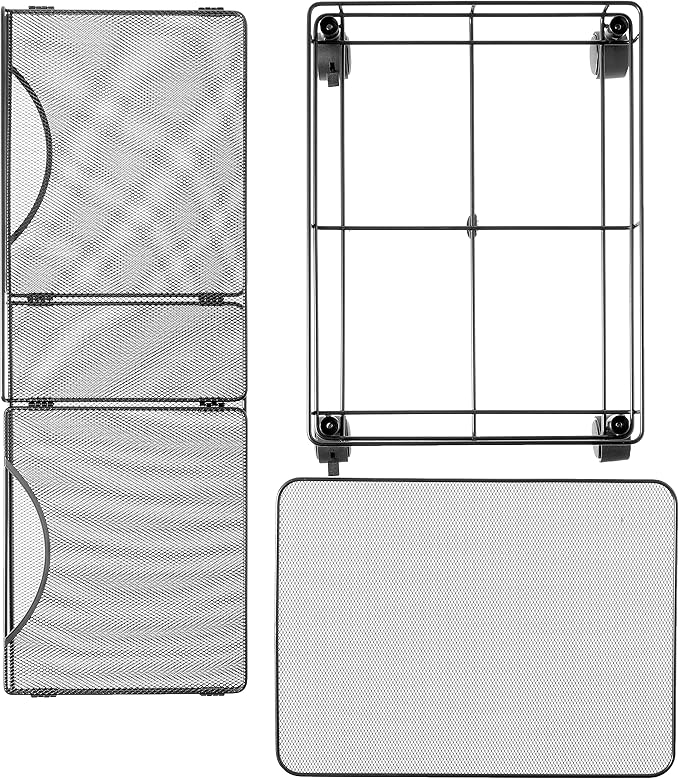 Safco Onyx Rolling Cart Desktop Tub File Fits Letter-Size Hanging Folders Collapsible Desk Organizer Durable Steel Mesh Construction Black