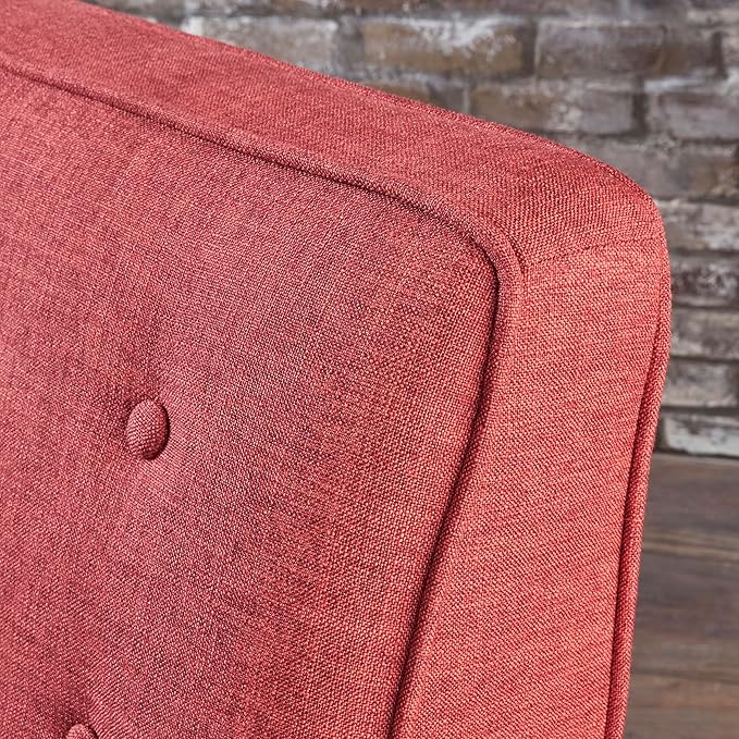 Mid-Century Fabric Rocker Recliner Chair with Tufted Design Adjustable Single Recliner Sofa with Thicker Seat Cushion with Pocket for Living Room Bedroom Apartment (Red Style1)