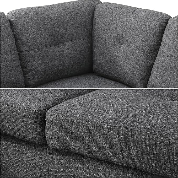 Sectional Couches for Living Room Furniture Sets 4 Seat U Shaped Sectional Couch with Storage Adjustable Couch with Armrests and Ottoman for Apartment Grey
