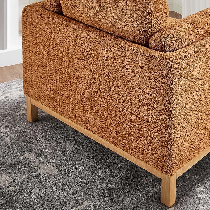 VANOMi 41.34 Oversized Accent Chair Upholstered Armchair with Solid Wood Legs Living Room Chairs with Wide Armrest Pads Reading Chair for Bedrooms Apartments Living Rooms Offices（Curry）