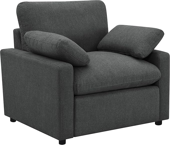 Coaster Home Furnishings - Collins - Wood and Metal - Upholstered Power Recliner Chair with Pocket Coil Seating Modular Design and Reversible Cushions - Living Room - Dark Grey - 609533P