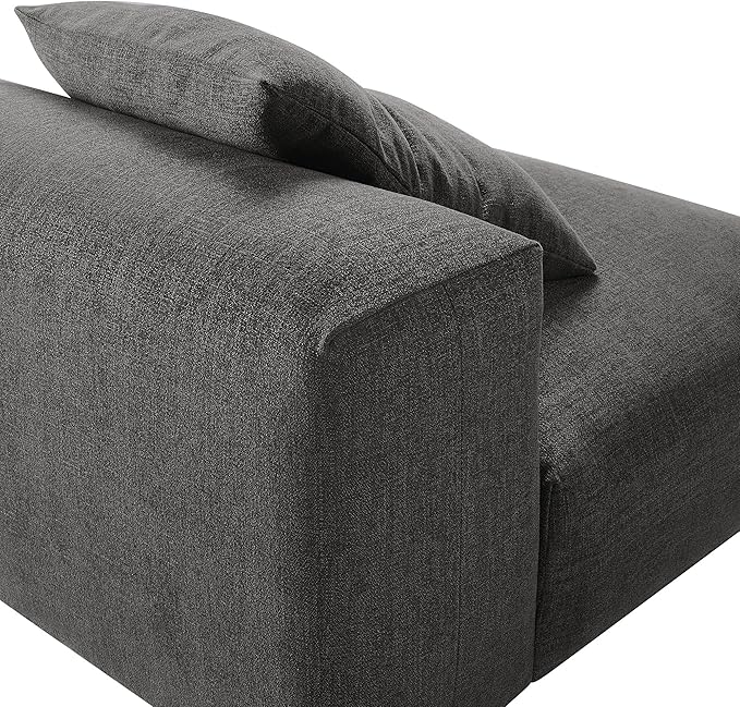 Modway Solace Modular Sofa Armless Chair in Charcoal - Oversized Lounge Chair with Fabric Upholstery - Comfy Single Sectional Sofa Chair - Modern Accent Lounge Chair for Living Room