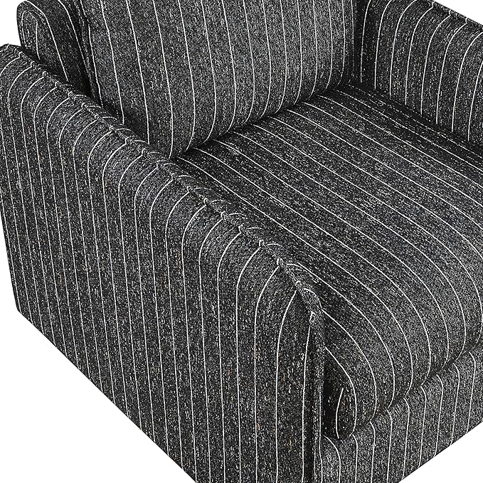 Lexicon Modern Pinstripe Swivel Accent Chair - 360 Degree Swivel Chair with Removable Back Cushion Cover Pillow Sturdy Round Metal Base for Living Room/Apartment/Nursery Black with White Stripe