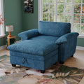 51-Inch Wide Oversized Chenille Recliner Sofa Ottoman with Storage - Upholstered Lounge Chair (Blue)