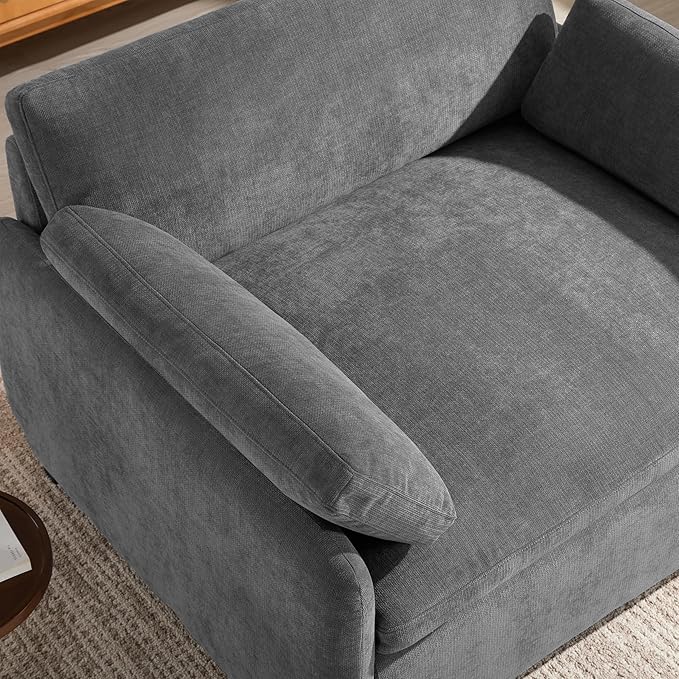 50 Oversized Accent Armchair Candy Color Single Sofa Chair with Thickness Cushions Modern Chenille Upholstered Cozy Lounge Armchair with Extra Wide Deep Seat and 2 Pillows for Living Room Bedroom