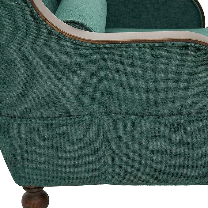 Upholstered Oversized Chaise Lounge Chair Solid Wood Frame Comfy Arm Chair with Thick Double-Layer Cushion Curved Armrests Modern Overstuffed Sleeper Recliner for Bedroom Living Room(Emerald Green)