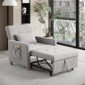 Sleeper Chair Convertible to Bed with Adjustable Backrest Pull Out Sofa Linen Fabric Side Pocket for Bedroom Living Room Apartment