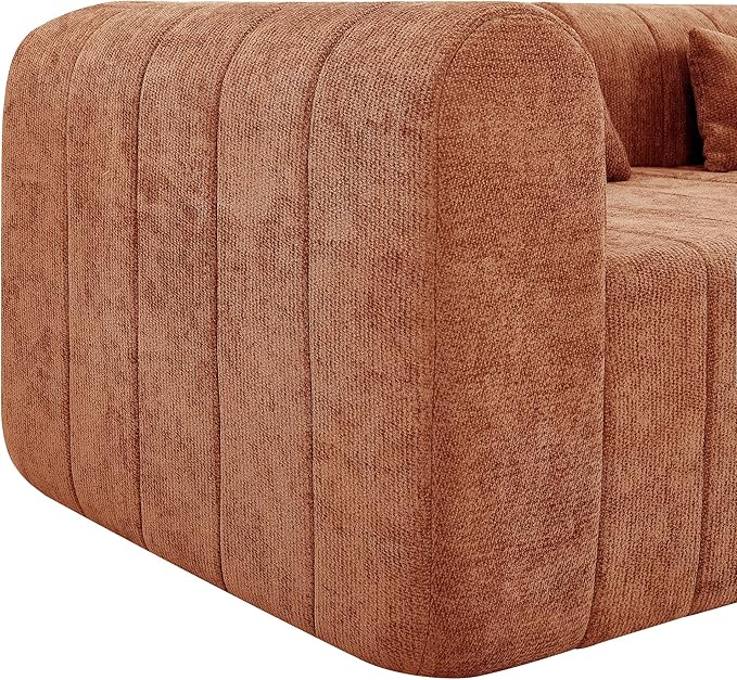 145.5 Inch Modular Full-Compressed Sectional Sofa Polyester Upholstered Modular Sofa with 4 Pieces Compressed Sponge Modular Couch for Living Room (Orange-X200)