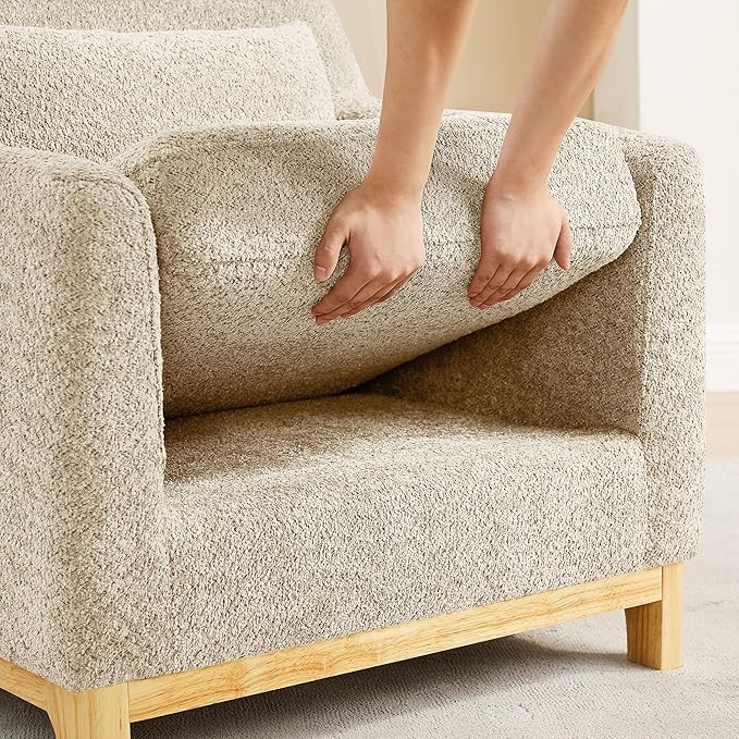 VANOMi Accent Chairs for Living Room Sherpa Oversize Accent Chair with Thick Cushion 31 Inch Comfy Chair for Bedroom Apartment Camel