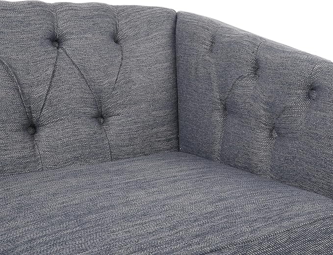 Charcoal Fabric Loveseat Tub-Shaped 2-Seater Sofa with Button-Tufted Stitch Contemporary Living Room Furniture with Birch Wood Legs Cozy Lounge Chair
