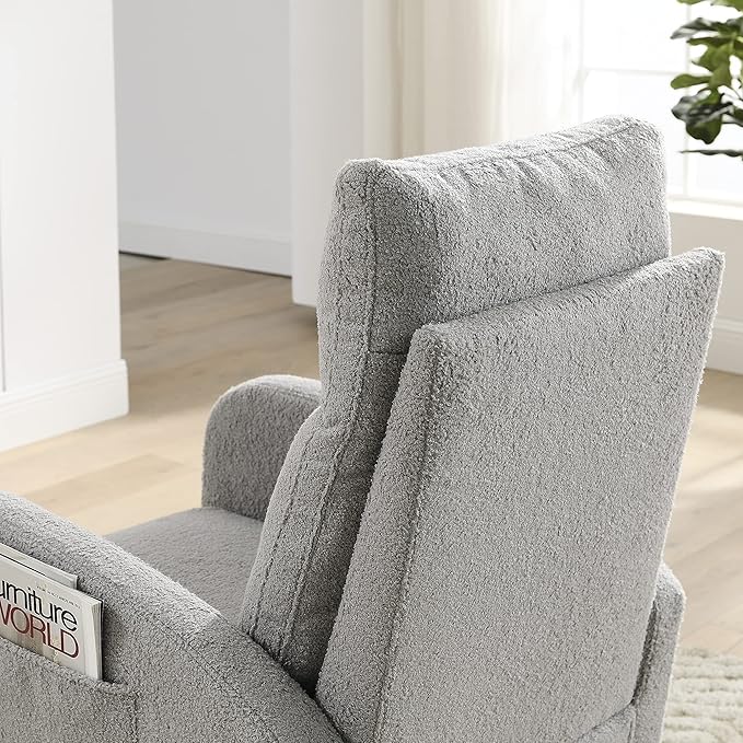 Modern Accent High Backrest Rocking Chair 27.6 W with Two Side Pockets for Storage Ideal for Living Room