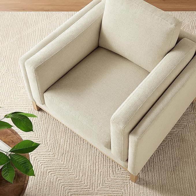 Modway Roscoe Fabric Armchair in Ivory - Comfortable Deep Seat Accent Chair with Arms for Living Room or Bedroom