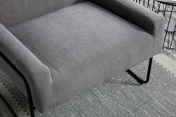 Generic Accent Chair Modern Industrial Slant Armchair with Metal Frame Premium High Density Soft Single Chair for Living Room Bedroom Grey